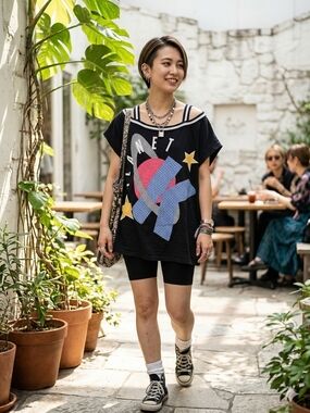 ZIGGY STARDUST DESIGNER VINTAGE Kansai Yamamoto O2 Planet Graphic Tee Japan